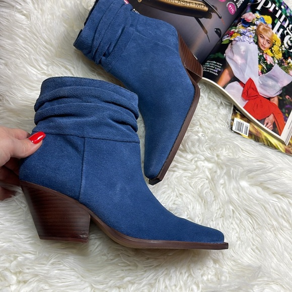 Vince Camuto Slouched Suede Western Boots Nerlinji Blue Slate - Picture 4 of 10